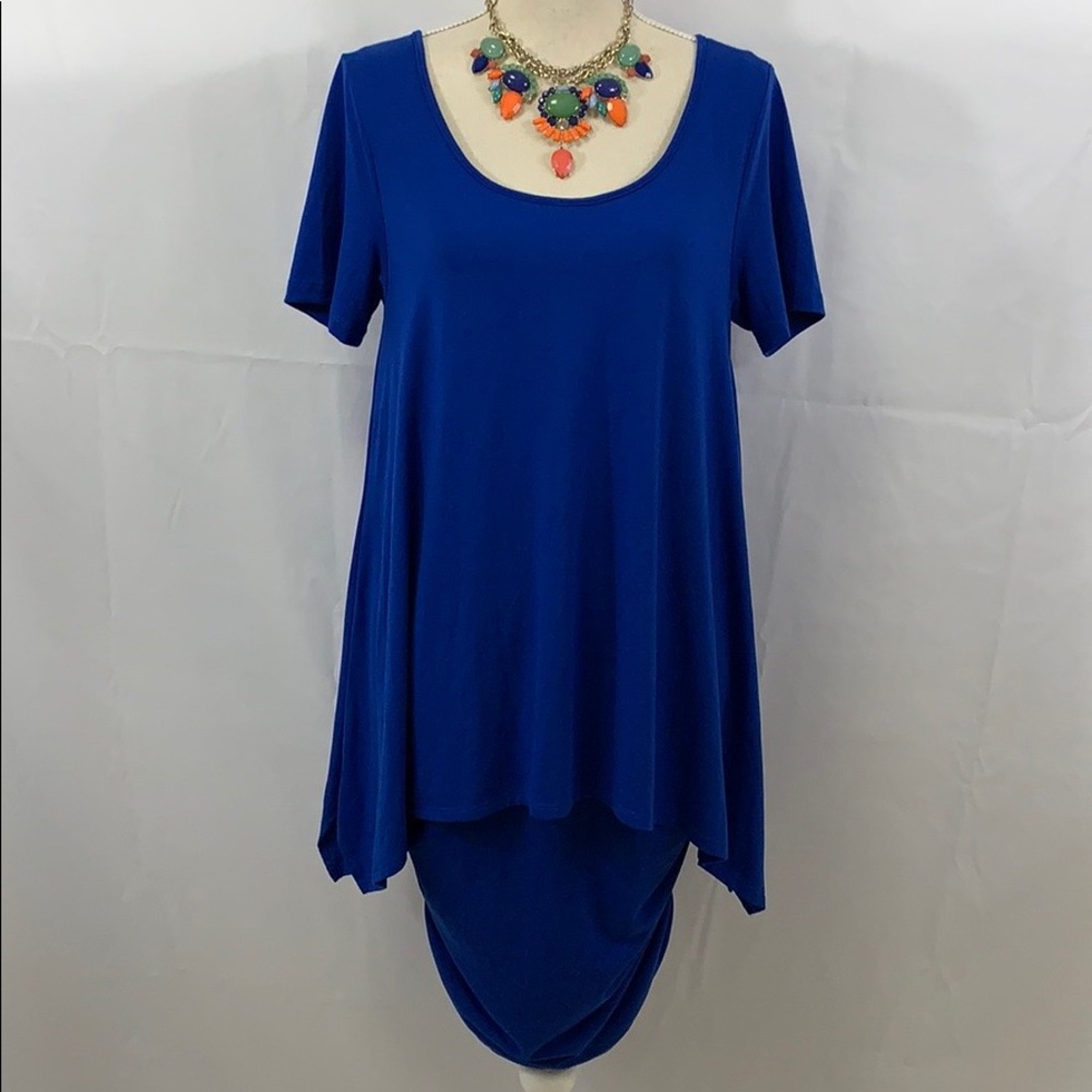 Serena Williams blue knit layered dress